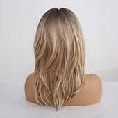 voordelige Topkwaliteit pruiken-synthetische pruik kinky recht met pony pruik lang lichtblond synthetisch haar 20 inch dames modieus ontwerp comfortabel zwart ombre blond
