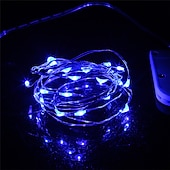olcso Elemmel működő-2m Fényfüzérek 20 LED SMD 0603 24db Meleg fehér Fehér Piros Karácsony Újévi Karácsonyi esküvői dekoráció Akkumulátorok
