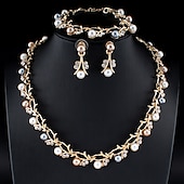 economico Parure di gioielli-bracciale a catena due pezzi in lega 1 collana 1 bracciale orecchini donna elegante semplice base classico set di gioielli per festa matrimonio fidanzamento / orecchini a cerchio / set di gioielli da