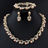 economico Parure di gioielli-bracciale a catena due pezzi in lega 1 collana 1 bracciale orecchini donna elegante semplice base classico set di gioielli per festa matrimonio fidanzamento / orecchini a cerchio / set di gioielli da