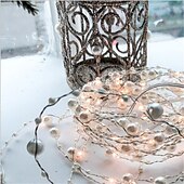 tanie Łańcuchy świetlne baterii-Eleganckie przyjęcie weselne 1szt. zasilane bateriami perłowe diody LED z miedzianego drutu sznur świateł perłowe lampki choinkowe na wesele domowe dekoracje świąteczne 2m 20leds