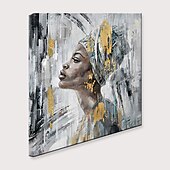 お買い得  人物画-ハング塗装油絵 手描きの 方形 抽象画 人物 近代の インナーフレームなし(枠なし)