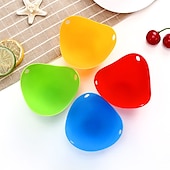 cheap Egg Acc-4pcs Set Silicone Egg Poacher Cook Poach Pods Pan Mould Kitchen Tool Baking Poached Cup