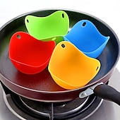 cheap Egg Acc-4pcs Set Silicone Egg Poacher Cook Poach Pods Pan Mould Kitchen Tool Baking Poached Cup