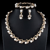 economico Parure di gioielli-bracciale a catena due pezzi in lega 1 collana 1 bracciale orecchini donna elegante semplice base classico set di gioielli per festa matrimonio fidanzamento / orecchini a cerchio / set di gioielli da