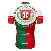 halpa Miesten vaatesarjat-Miesten Pyöräily jersey ja haalarishortsit Lyhythihainen Maastopyöräily Maantiepyöräily Talvi Musta Punainen Tumman vihreä Portugali Lippukuvio Pyörä Liikunta-asut UV-vastustuskykyinen Nopea