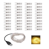 お買い得  USB電源-エレガントな結婚披露宴パーティー用フォトクリップ LED ストリングライト 5m クリップ40個付き 寮パーティー用ガーランド フェアリーライト クリスマスデコレーション パーティー 結婚式 寝室 壁 バー キャビネット USB電源