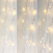 tanie Łańcuchy świetlne baterii-Eleganckie przyjęcie weselne 1szt. zasilane bateriami perłowe diody LED z miedzianego drutu sznur świateł perłowe lampki choinkowe na wesele domowe dekoracje świąteczne 2m 20leds