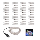 お買い得  USB電源-エレガントな結婚披露宴パーティー用フォトクリップ LED ストリングライト 5m クリップ40個付き 寮パーティー用ガーランド フェアリーライト クリスマスデコレーション パーティー 結婚式 寝室 壁 バー キャビネット USB電源