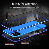 cheap iPhone Cases-Magnetic Metal Frame Tempered Glass Case for iPhone 16e 16 15 Pro Max Plus 14 13 12 11 Pro Max Mini X XR XS Max 8 7 Plus – Full Body Clear Cover Shockproof Anti-Fall Design