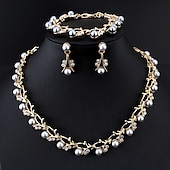 economico Parure di gioielli-bracciale a catena due pezzi in lega 1 collana 1 bracciale orecchini donna elegante semplice base classico set di gioielli per festa matrimonio fidanzamento / orecchini a cerchio / set di gioielli da