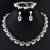 economico Parure di gioielli-bracciale a catena due pezzi in lega 1 collana 1 bracciale orecchini donna elegante semplice base classico set di gioielli per festa matrimonio fidanzamento / orecchini a cerchio / set di gioielli da