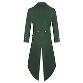voordelige Trenchcoat voor heren-Voor heren Winterjack Winterjas Jas Feest V-hals Punk &amp; Gothic Jasje bovenkleding Effen Groen Paars Rood / Lange mouw / Lang