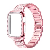 economico Cinturini per Apple Watch-Cinturino per orologio  per Apple Watch 38mm 40mm 41mm 42mm 44mm 45mm 49mm iwatch Series Ultra 8 7 6 SE 5 4 3 2 1 Acciaio inossidabile Con diamantini Sostituzione Cinghia con caso Diamante Bling