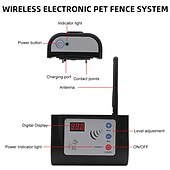 お買い得  犬用トレーニング用品-ワイヤレス電気ペットフェンスペット電気封じ込めシステム調整可能な制御範囲表示距離安全な効果的なビープ振動振動