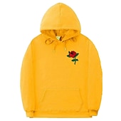 abordables Sweats à capuche graphiques pour hommes-Homme Floral Imprime manche longue Pulls molletonnés Capuche Rétro Vintage Frais Casual Hiver Noir Blanche Jaune Vêtement Tenue Designer Grande Taille S M L XL 2XL 3XL