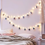 cheap Battery String Lights-Photo Clip String Lights 10M with 100 Clips LED Fairy Lights for Dorm Party Garland Christmas Decoration Party Wedding Christmas String Lights