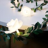 cheap Battery String Lights-Elegant Wedding Reception Party 6M LED String Light Artificial Green Leaf Ivy Vine, Battery-Powered Decorative Lighting for Christmas,  Home, Wedding, Valentine&#039;s Day &amp; Garden Decor