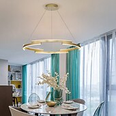 abordables Design Anneau et Rond-80 cm cercle pendentif lumière or lustre de luxe en aluminium anodisé LED moderne