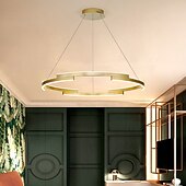 abordables Design Anneau et Rond-80 cm cercle pendentif lumière or lustre de luxe en aluminium anodisé LED moderne