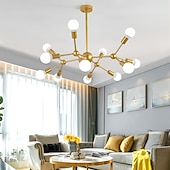 preiswerte Kronleuchter-12 Glühbirnen 90cm Kronleuchter Sputnik hellgold schwarz lackiert Oberflächen Cluster Design Metall 60w Deckenleuchte für Wohnzimmer Glühbirne nicht enthalten