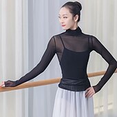 preiswerte Ballettbekleidung-Atmungsaktives Balletttop Split Joint Damen Training Performance Langarm Tüll