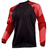 ieftine Tricouri pentru bărbați-Bărbați Jersey de ciclism Downhill Jersey Jachetă Dirt Bike Manșon Lung Ciclism montan Ciclism stradal Iarnă Negru / Portocaliu Negru + violet închis Negru Geometică Bicicletă Jerseu Termic cald