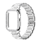 economico Cinturini per Apple Watch-Cinturino per orologio  per Apple Watch 38mm 40mm 41mm 42mm 44mm 45mm 49mm iwatch Series Ultra 8 7 6 SE 5 4 3 2 1 Acciaio inossidabile Con diamantini Sostituzione Cinghia con caso Diamante Bling