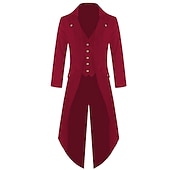 voordelige Trenchcoat voor heren-Voor heren Winterjack Winterjas Jas Feest V-hals Punk &amp; Gothic Jasje bovenkleding Effen Groen Paars Rood / Lange mouw / Lang