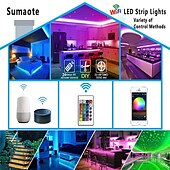 Недорогие Дистанционное управление-Смарт-светодиодная лента 10 м 32,8 фута rgb smd 2835 600leds работает с подсветкой alexa google tv с пультом дистанционного управления с 24 клавишами