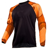 ieftine Tricouri pentru bărbați-Bărbați Jersey de ciclism Downhill Jersey Jachetă Dirt Bike Manșon Lung Ciclism montan Ciclism stradal Iarnă Negru / Portocaliu Negru + violet închis Negru Geometică Bicicletă Jerseu Termic cald