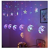 levne Ramadán dekorace světla-elegantní svatební hostina ramadán eid string lights - 12pcs moon &amp;amp; hvězda, 2,5m led záclonová lampa, svatba &amp;amp; festivalová dekorace, neonová lucerna pohádková světla pro svátek eid al-fitr