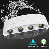 זול נורות קיר חוץ-אורות קיר חיצוניים 8w led אלומיניום מנורת קיר פמוט פנימי למעלה למטה ip65 עמיד למים לבן שחור מודרני לפטיו גינה מדרגות חדר שינה מעבר מסלול חדר אמבטיה אור