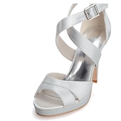 baratos Sandálias de salto-Sapatos de salto alto com tiras de cetim roxo para mulheres – sandálias de coquetel plataforma com fecho de fivela para festas noturnas e casamentos