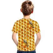 お買い得  男の子の3Dビジョンと幾何学-男の子 3D カラーブロック 3D印刷 Tシャツ 半袖 3Dプリント 夏 スポーツ ストリートファッション ベーシック ポリエステル レーヨン 子供 3〜12年 アウトドア 日常 屋内