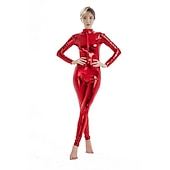 preiswerte Glänzend-Zentai-Anzüge Cosplay Kostüm Catsuit Karnevalskostüm Ganzkörperanzug Herren Damen Sex Einfarbig Latex Elasthan Lycra Kostüm für Weihnachten Halloween Karneval Erwachsene