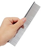 abordables Toilettage pour chiens-peigne pour animaux de compagnie en acier inoxydable animaux de compagnie chien chat toilettage double rangée dents peignes épilation à poils brosse peigne râteau