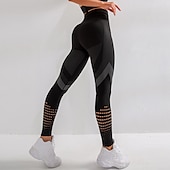 cheap Yoga Leggings &amp; Tights-Women&#039;s Running Tights Leggings Compression Pants Mesh High Waist Base Layer Sports &amp; Outdoor Athletic Winter Tummy Control Butt Lift Quick Dry Fitness Gym Workout Running Sportswear Activewear Solid