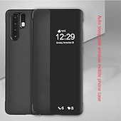 お買い得  その他のスマホケース-電話 ケース 用途 Huawei Mate 40 Pro + P10 Huawei Mate 20 pro Hwawei P40 P30 P20 Pro Lite フリップケース ウィンドウ付き 半透明 全身保護 ソリッド PUレザー