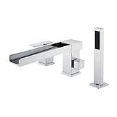 cheap Bathtub Faucets-Bathtub Faucet -3 Holes Waterfall Bathtub Mixer Tap Chrome Bathroom Shower Faucet
