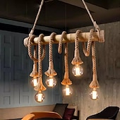 billiga Klusterdesign-6-ljus 80 cm taklampa led klusterdesign trä / bambu matsalskedja / sladd justerbar 110-120v 220-240v