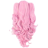 abordables Perruques de fête-Perruque queue de cheval Perruque rose cosplay Perruque synthétique bouclée vagues corporelles perruque asymétrique longue cheveux synthétiques roses de 30 pouces Perruques d&#039;Halloween pour femmes