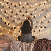 cheap Battery String Lights-Photo Clip String Lights 10M with 100 Clips LED Fairy Lights for Dorm Party Garland Christmas Decoration Party Wedding Christmas String Lights