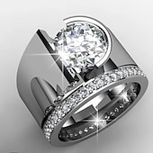 abordables Bagues-Bague / Anneaux Mariage Argent Platiné Alliage à la mode 1 pc Zircon cubique / Femme / Homme / Homme