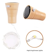 billige Soldrevet-10 stk 2m led solcelleflaskepropp kork lysstreng, 20 led kobbertråd fe lys for jul utendørs hage dekorasjon, bryllup og fester