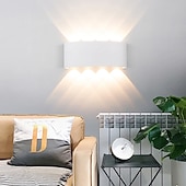 זול נורות קיר חוץ-אורות קיר חיצוניים 8w led אלומיניום מנורת קיר פמוט פנימי למעלה למטה ip65 עמיד למים לבן שחור מודרני לפטיו גינה מדרגות חדר שינה מעבר מסלול חדר אמבטיה אור