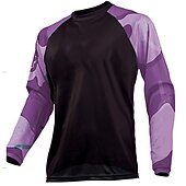 ieftine Tricouri pentru bărbați-Bărbați Jersey de ciclism Downhill Jersey Jachetă Dirt Bike Manșon Lung Ciclism montan Ciclism stradal Iarnă Negru / Portocaliu Negru + violet închis Negru Geometică Bicicletă Jerseu Termic cald