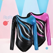 halpa Taitoluisteluharjoitusasu-Voimistelu trikoot Naisten Tyttöjen Kokopuku Voimistelupuku Spandex Erittäin elastinen Hengittävä Käsintehty sparkly Pitkähihainen Kouluts Kilpailu Tanssi Rytminen voimistelu Telinevoimistelu Sininen