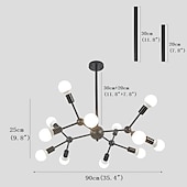 preiswerte Kronleuchter-12 Glühbirnen 90cm Kronleuchter Sputnik hellgold schwarz lackiert Oberflächen Cluster Design Metall 60w Deckenleuchte für Wohnzimmer Glühbirne nicht enthalten
