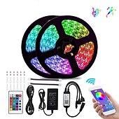 お買い得  WiFi&amp;音楽コントロール-スマート5050LEDストリップライトBluetoothWi-FiアプリRGB制御音楽同期10分33フィートクリスマスホームキッチンテレビパーティー300smd、24キーコントローラー付き